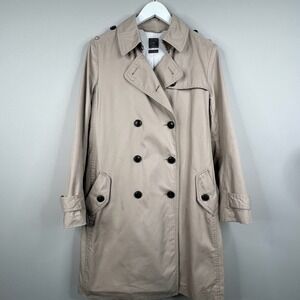 Gap Women's M Trench Coat Tan Khaki Double Breasted Belted Classic Style Lined